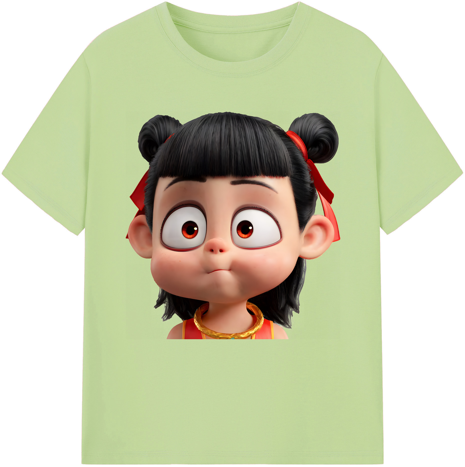 （画像用） Ne Zha 2 ナタ 魔童の大暴れ 綿100％半袖Tシャツ（フロントプリント）